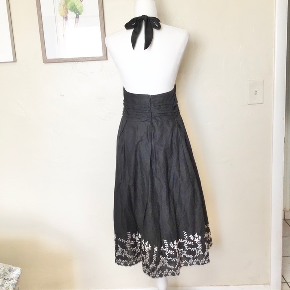 Backless Halter V-neck Midi Dress Size 10 Black - Picture 2 of 7